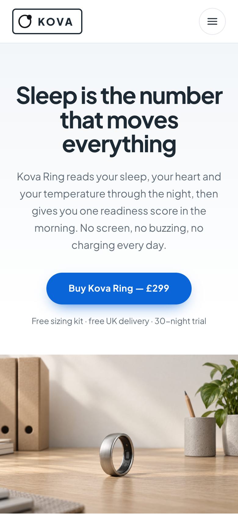 Gadget Launch landing page template on a phone