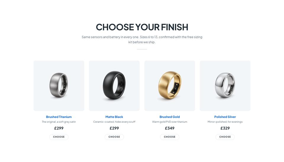 Gadget Launch template — Choose your finish section