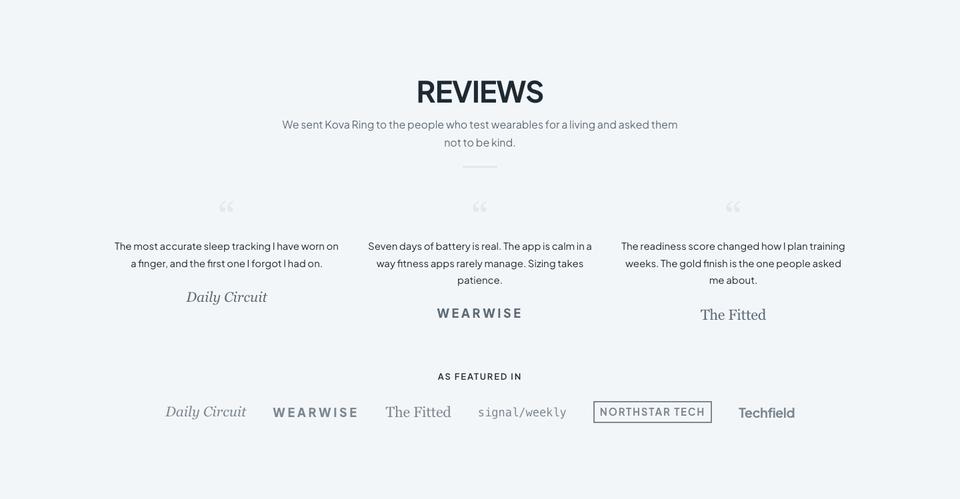 Gadget Launch template — Reviews section