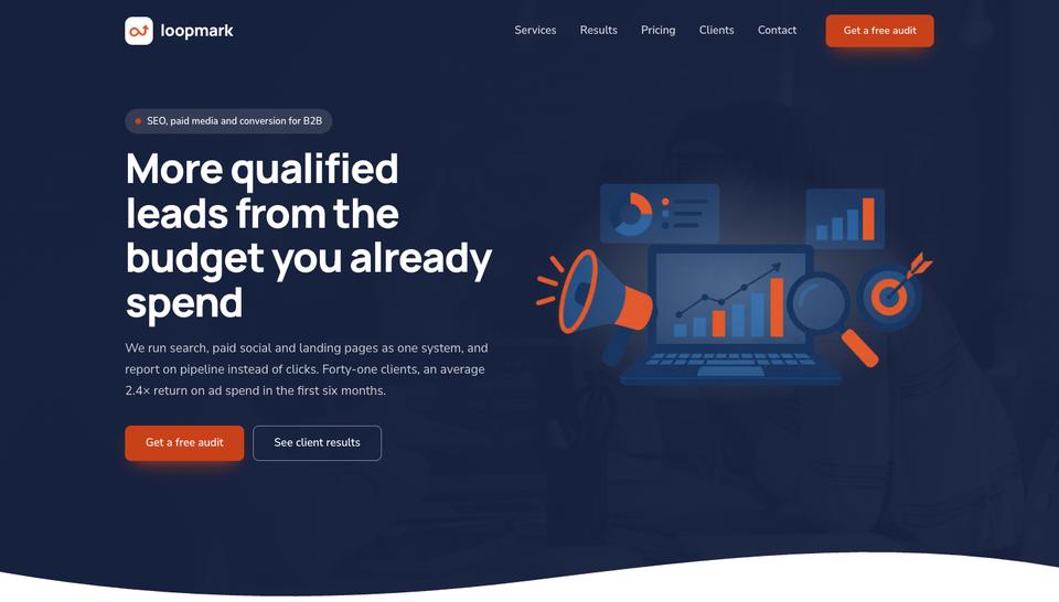 Growth Agency template — Hero section