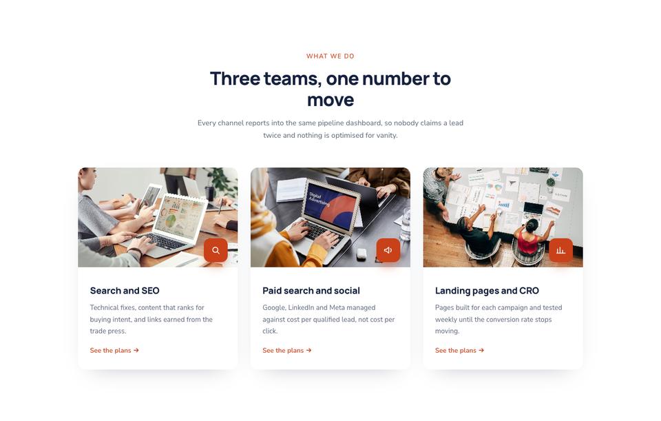 Growth Agency template — Services section