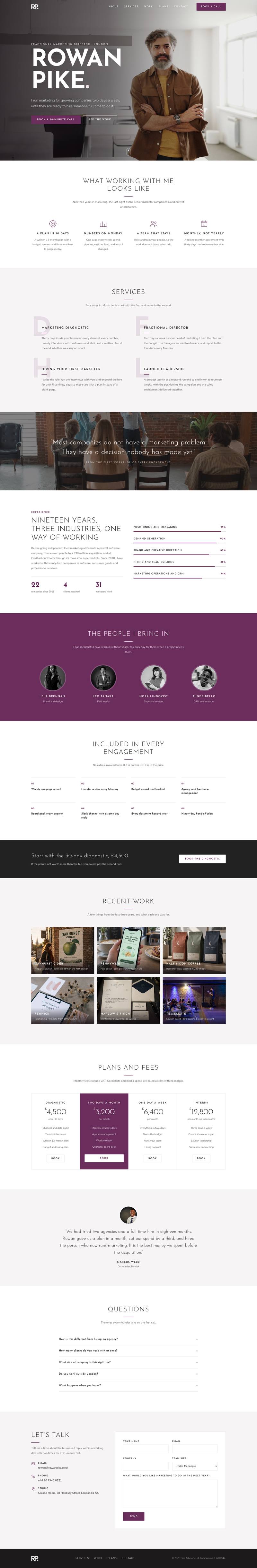 Solo Consultant template, the whole page on desktop