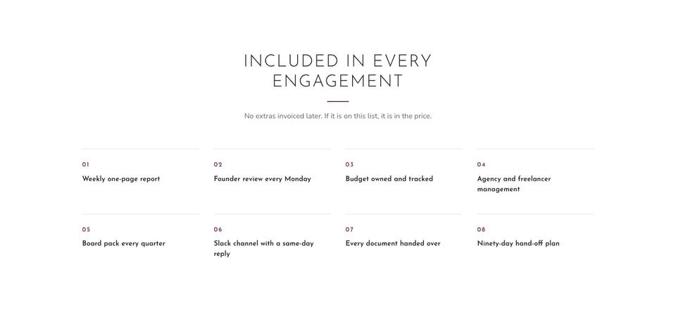 Solo Consultant template — Included in every engagement section