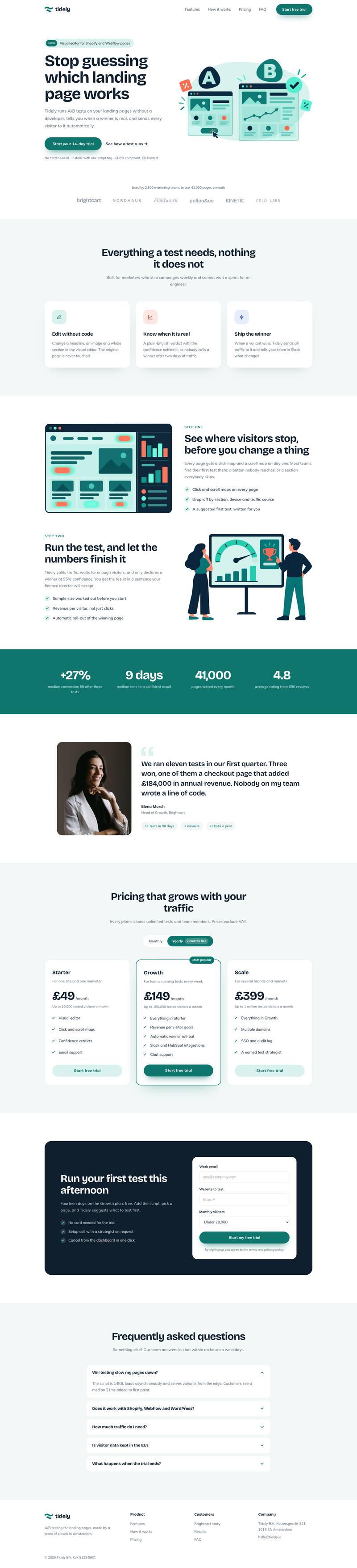 Marketing Tool SaaS template, the whole page on desktop