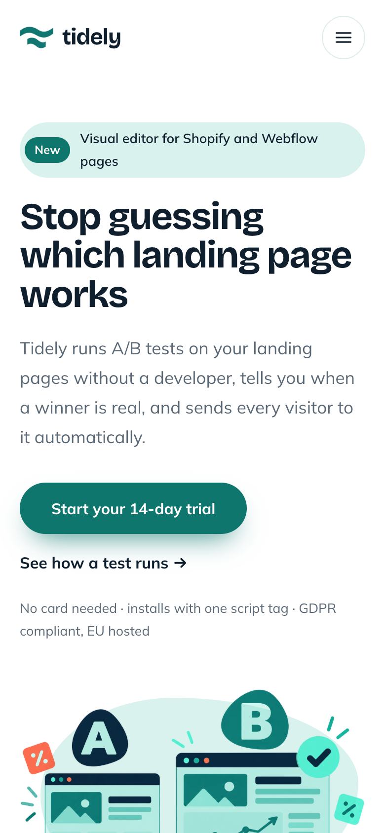 Marketing Tool SaaS landing page template on a phone