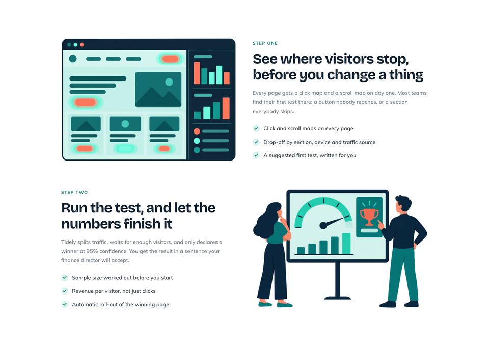 Marketing Tool SaaS template — Step one section