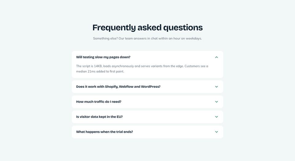 Marketing Tool SaaS template — Questions section