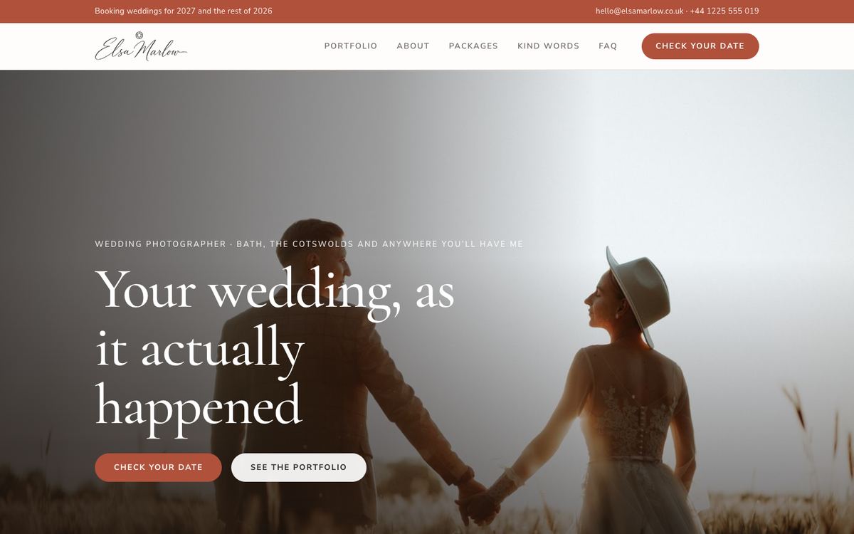 Wedding Photographer landing page template