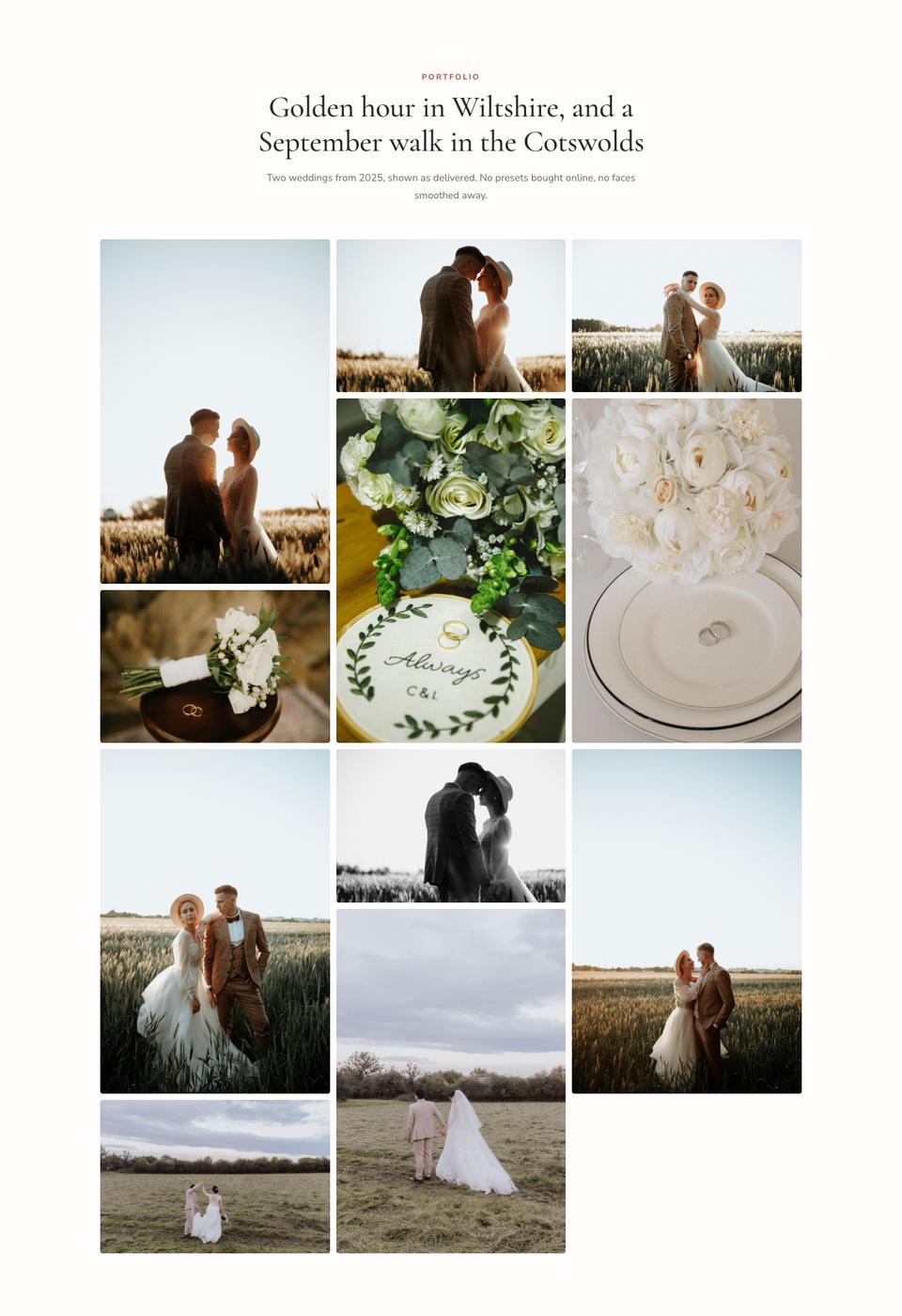 Wedding Photographer template — Portfolio section