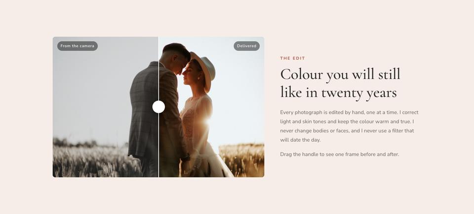 Wedding Photographer template — The edit section