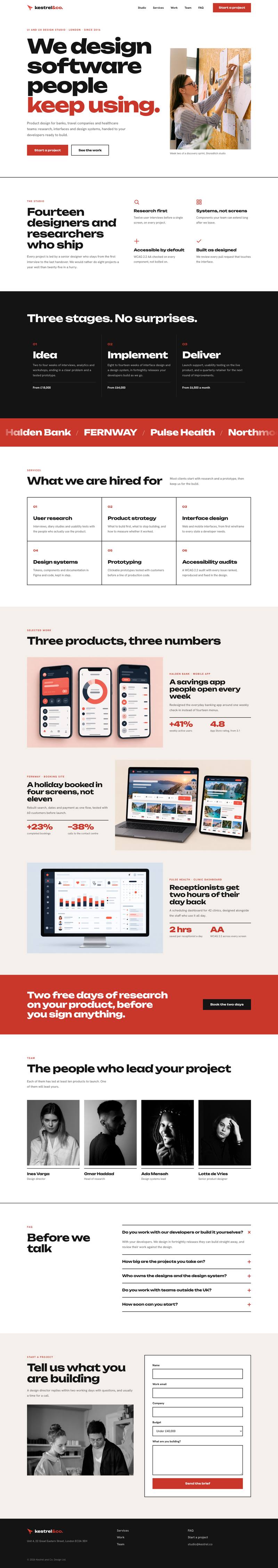 Product Design Studio template, the whole page on desktop