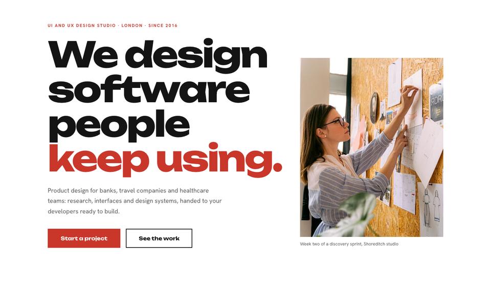 Product Design Studio template — Hero section
