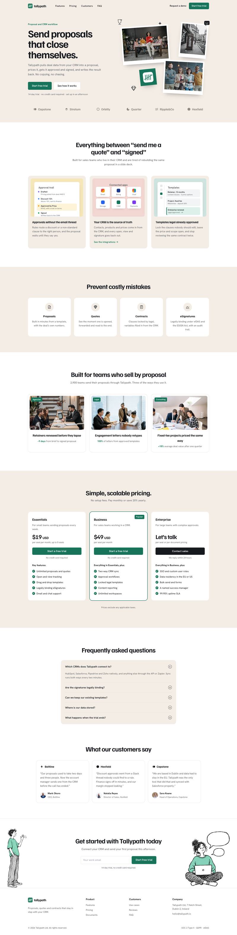 Warm B2B Workflow template, the whole page on desktop