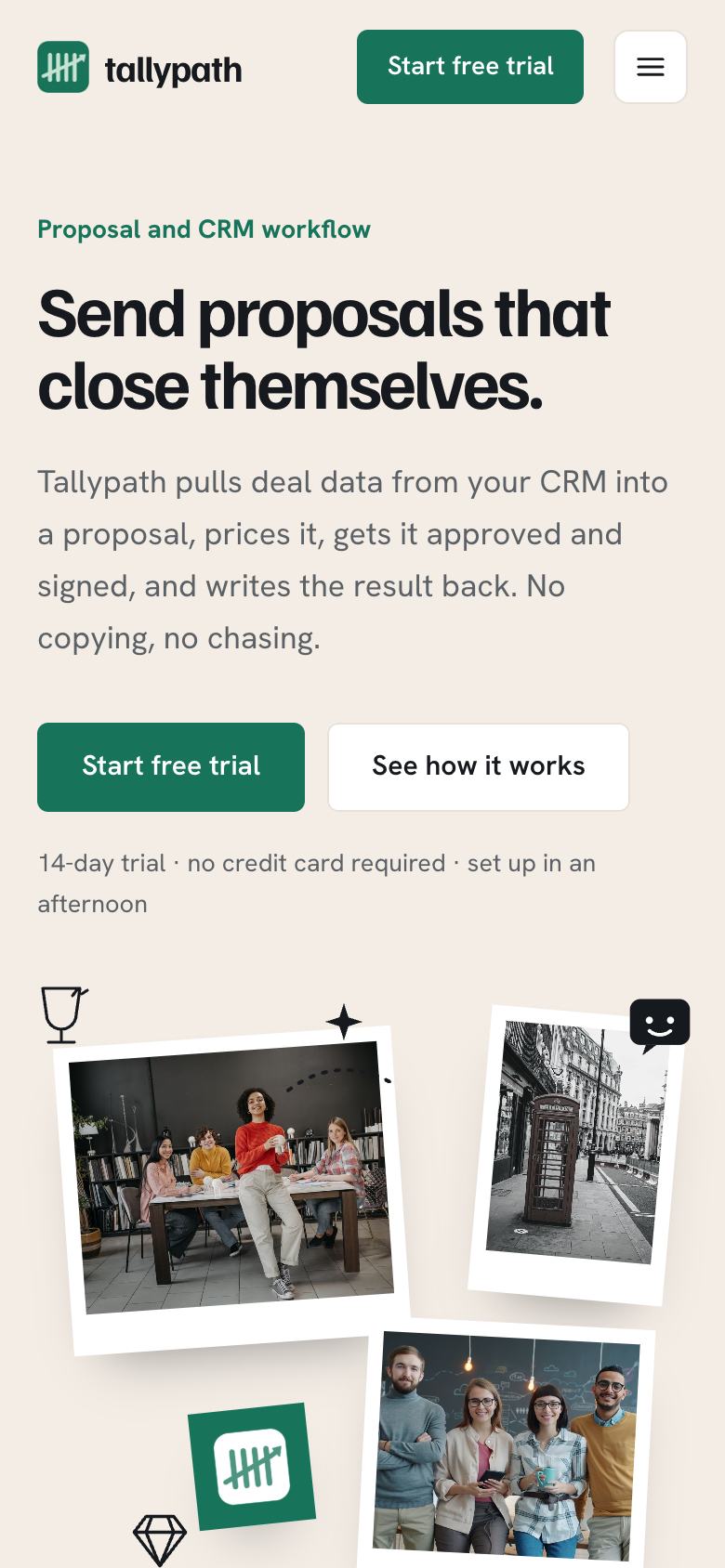 Warm B2B Workflow landing page template on a phone