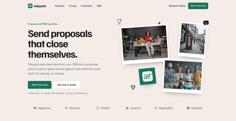 Warm B2B Workflow template — Hero section