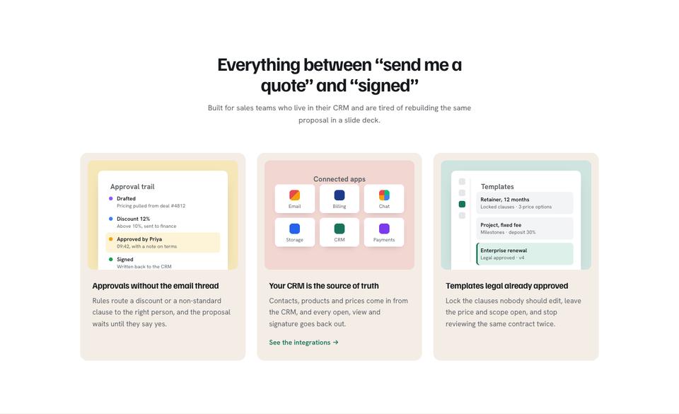 Warm B2B Workflow template — Features section