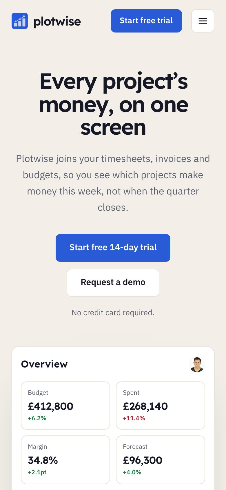 Project Finance Dashboard landing page template on a phone