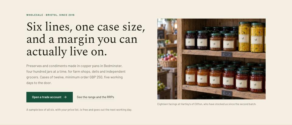 Wholesale Trade template — Hero section