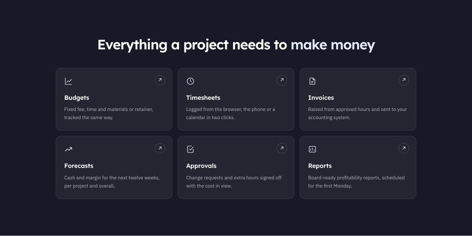 Project Finance Dashboard template — Tools section