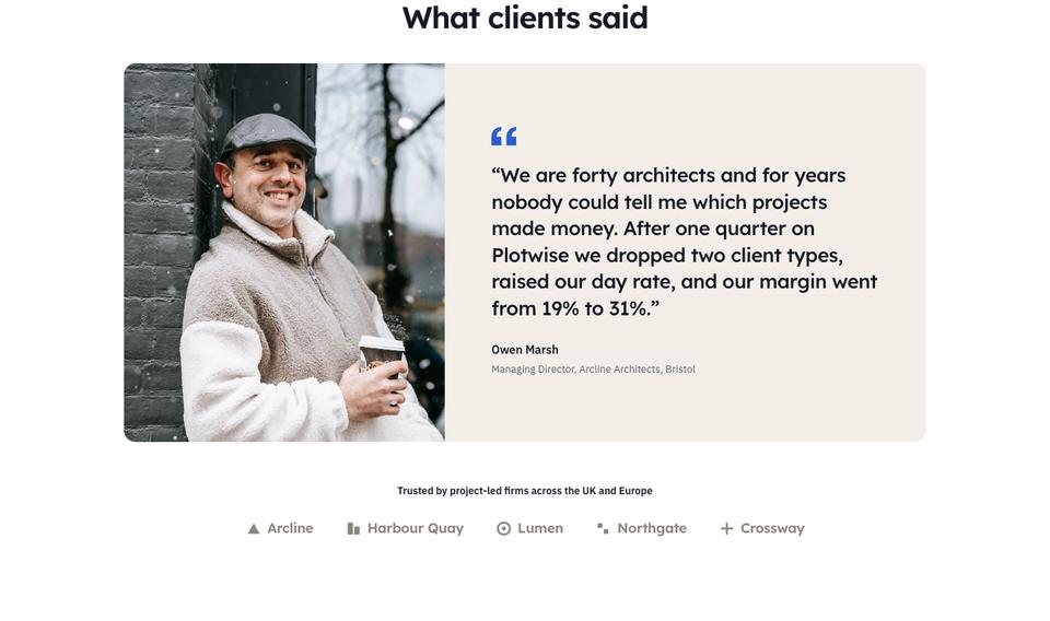 Project Finance Dashboard template — Client story section