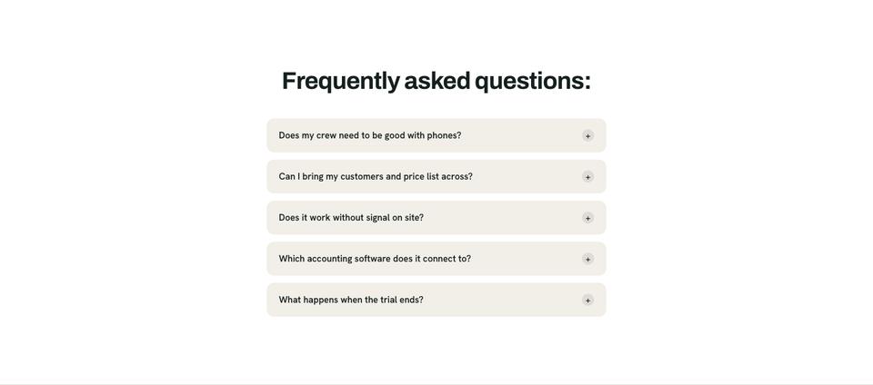 Trade Operations Suite template — Questions section