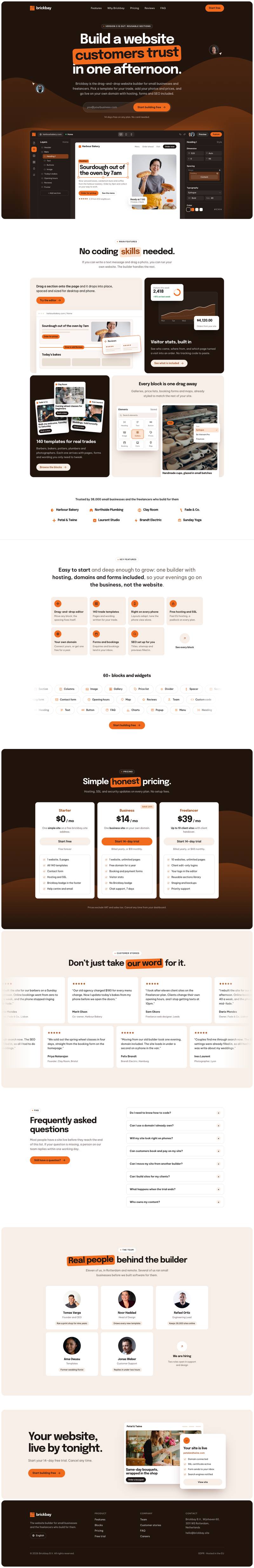 Website Builder Studio template, the whole page on desktop
