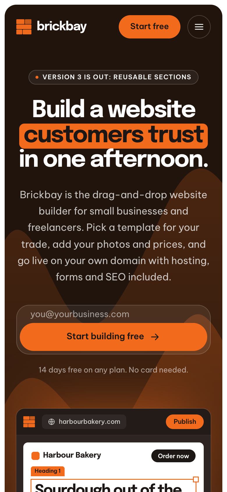 Website Builder Studio landing page template on a phone