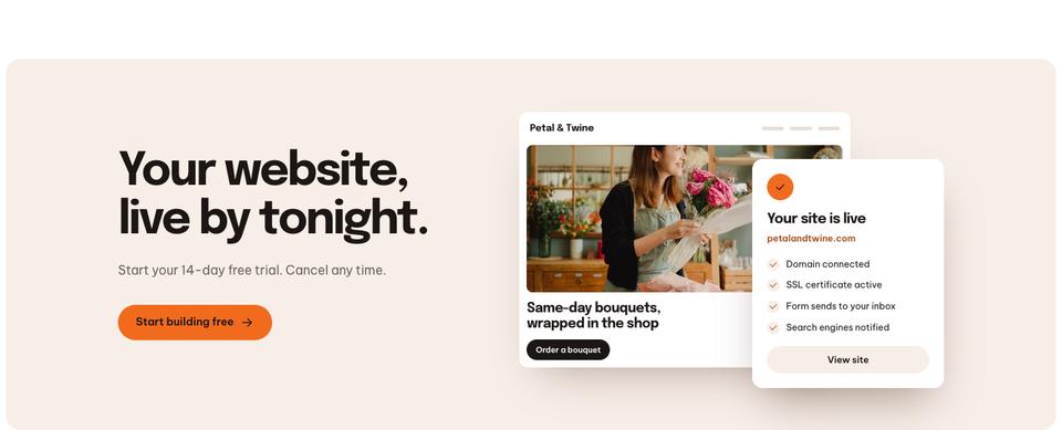 Website Builder Studio template — Start section