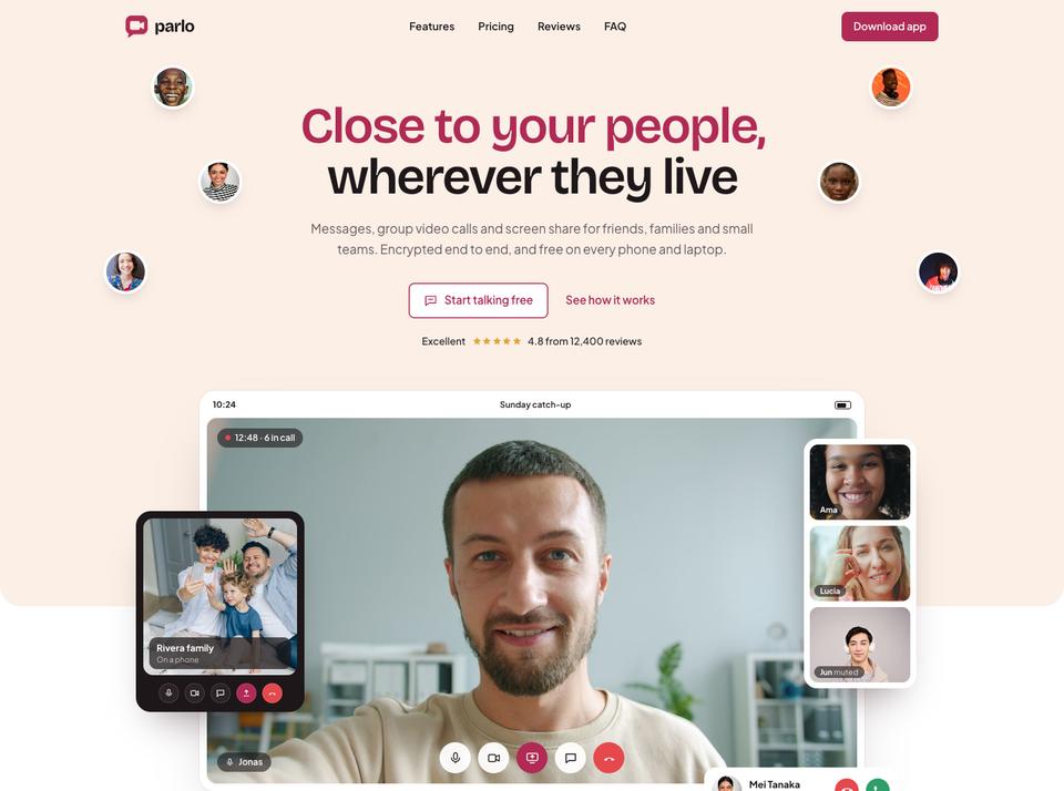 Video Chat App template — Hero section