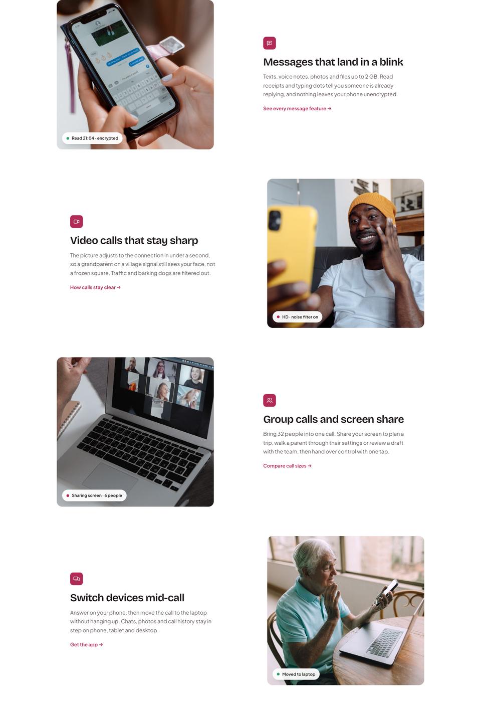 Video Chat App template — Features section