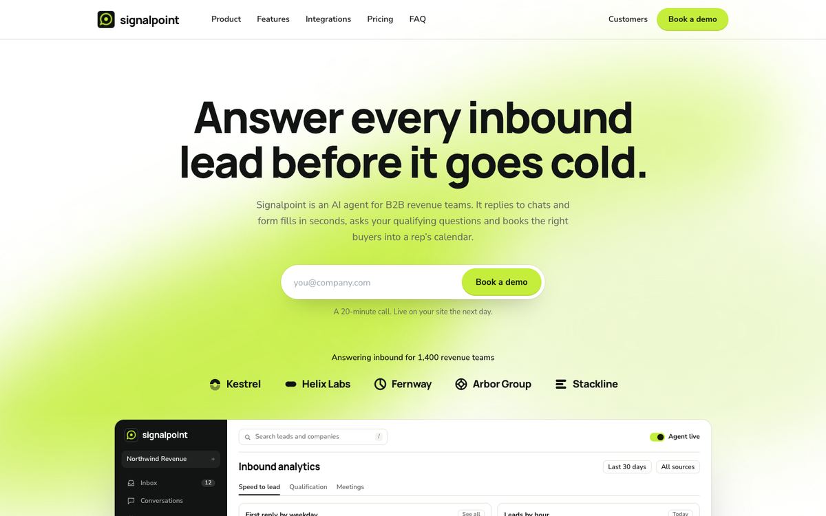 AI Inbound Agent landing page template