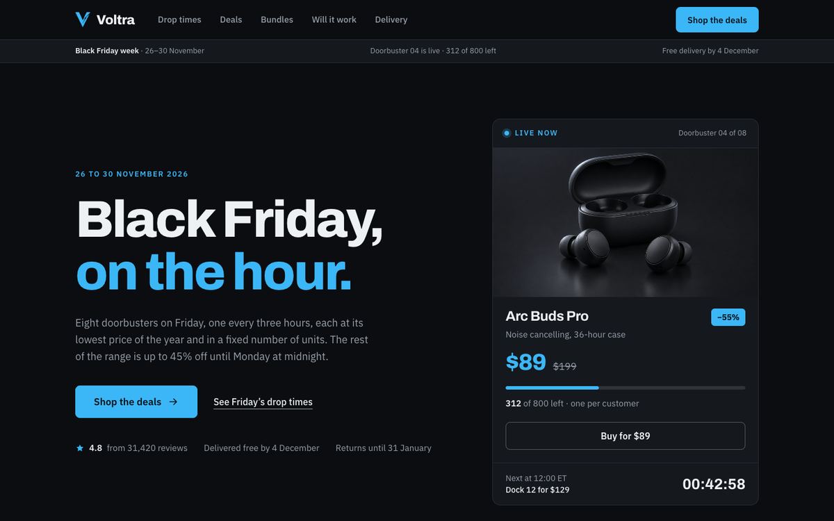 Black Friday Drop Board landing page template
