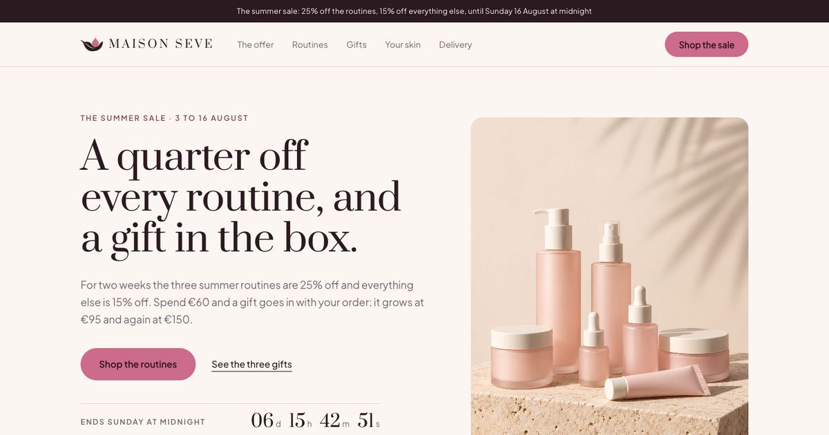 Skincare Summer Sale landing page template