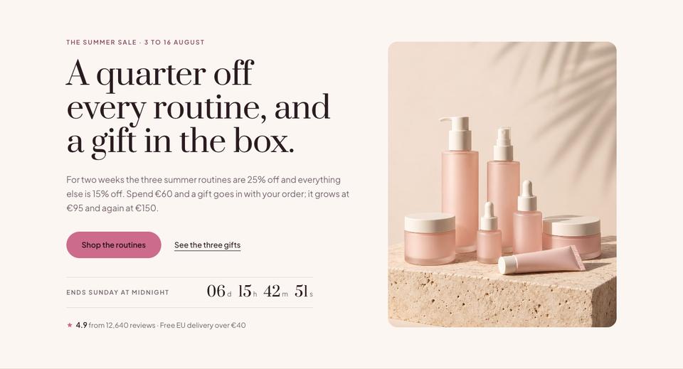Skincare Summer Sale template — Hero section