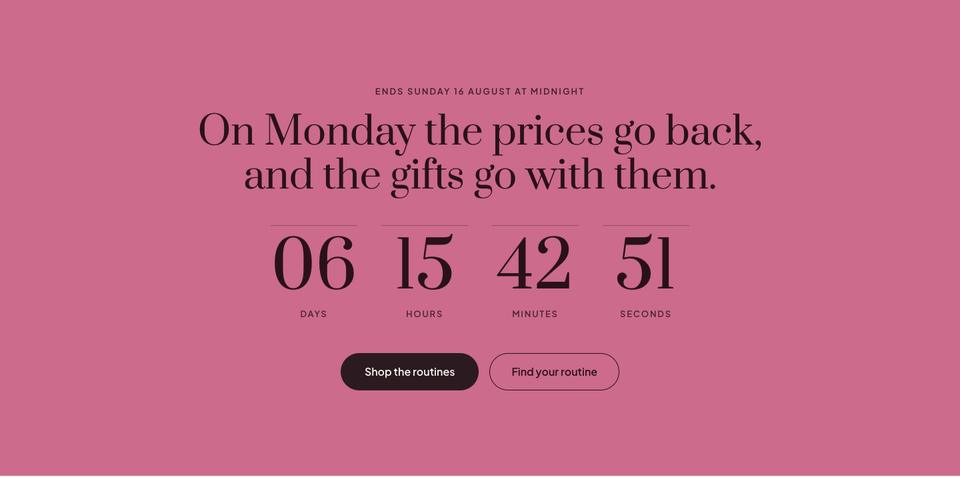 Skincare Summer Sale template — Countdown section