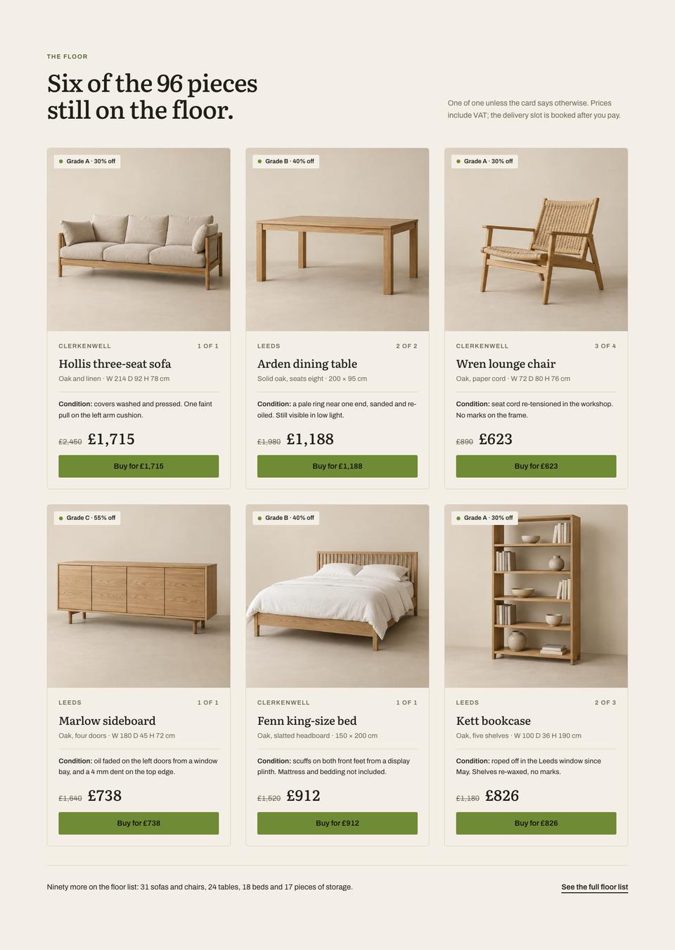 Floor Model Clearance template — The floor section