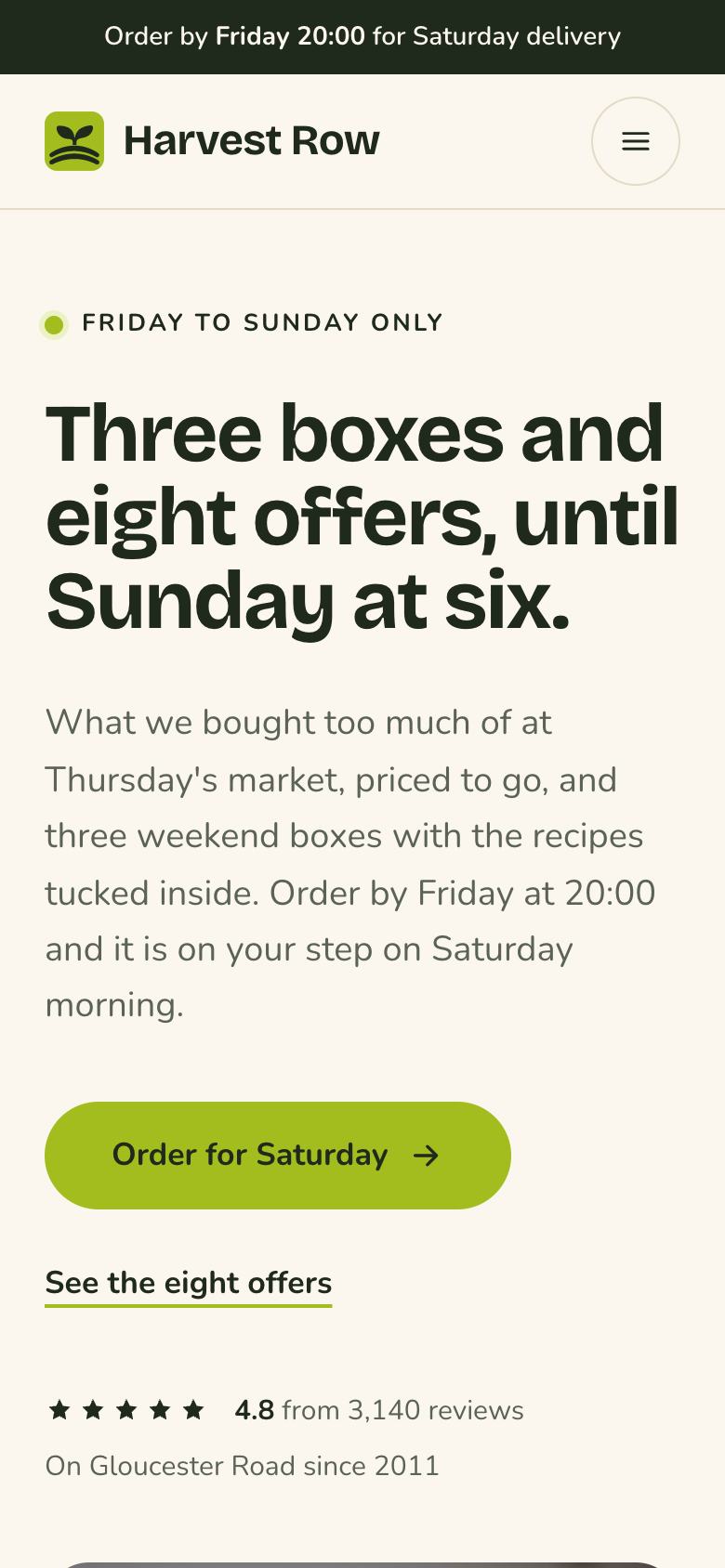 Grocer Weekend Offers landing page template on a phone