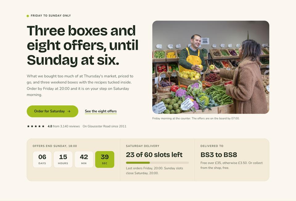 Grocer Weekend Offers template — Hero section