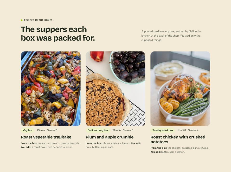 Grocer Weekend Offers template — Recipes in the boxes section