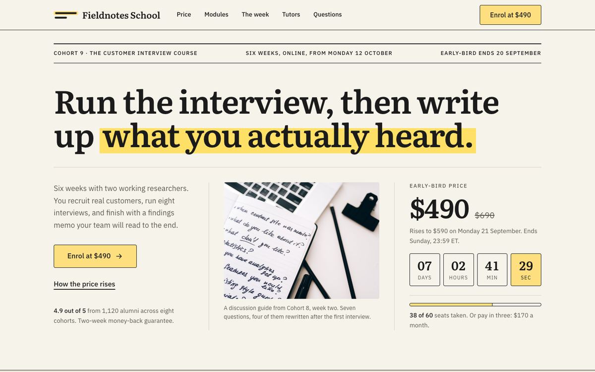 Course Early-Bird Enrolment landing page template