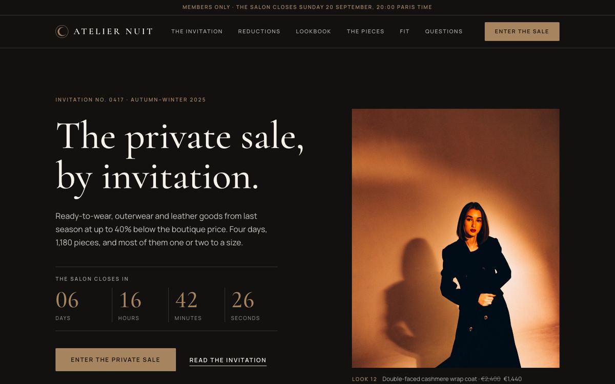 Private Salon Sale landing page template