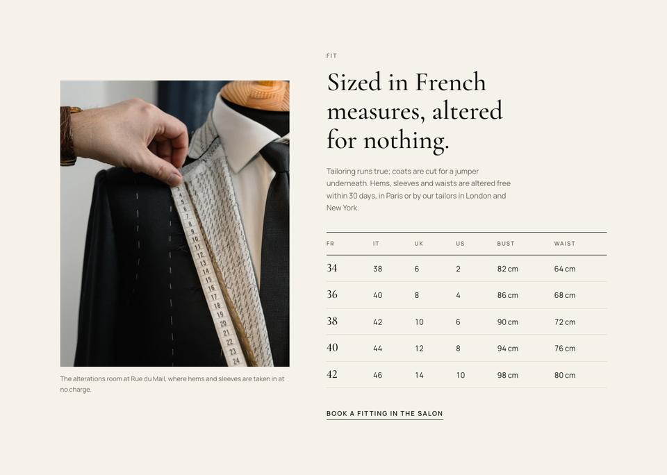 Private Salon Sale template — Fit section