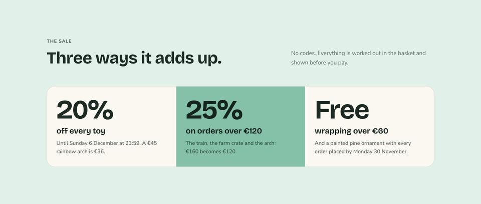 Holiday Gift Sale template — The sale section