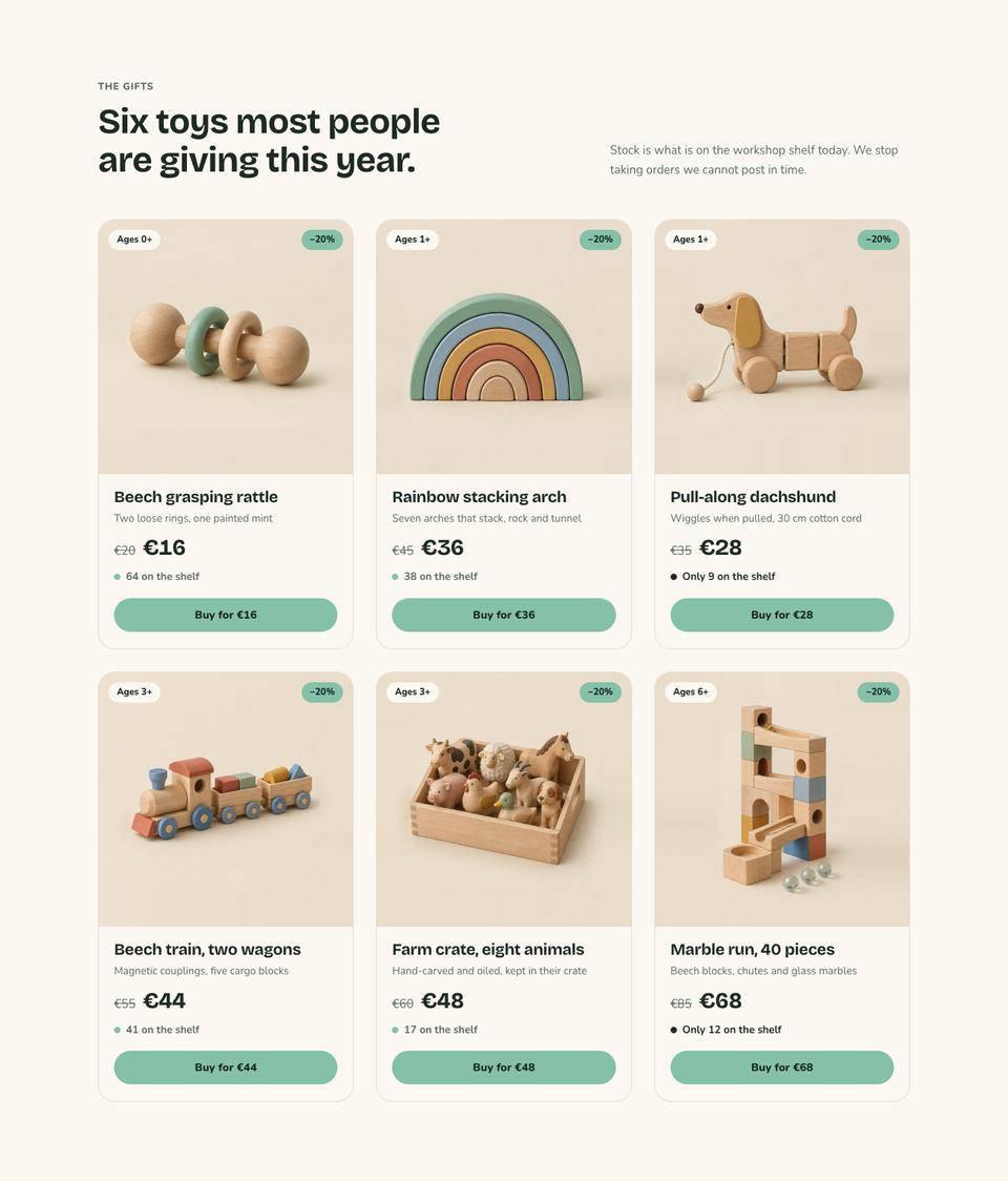 Holiday Gift Sale template — The gifts section