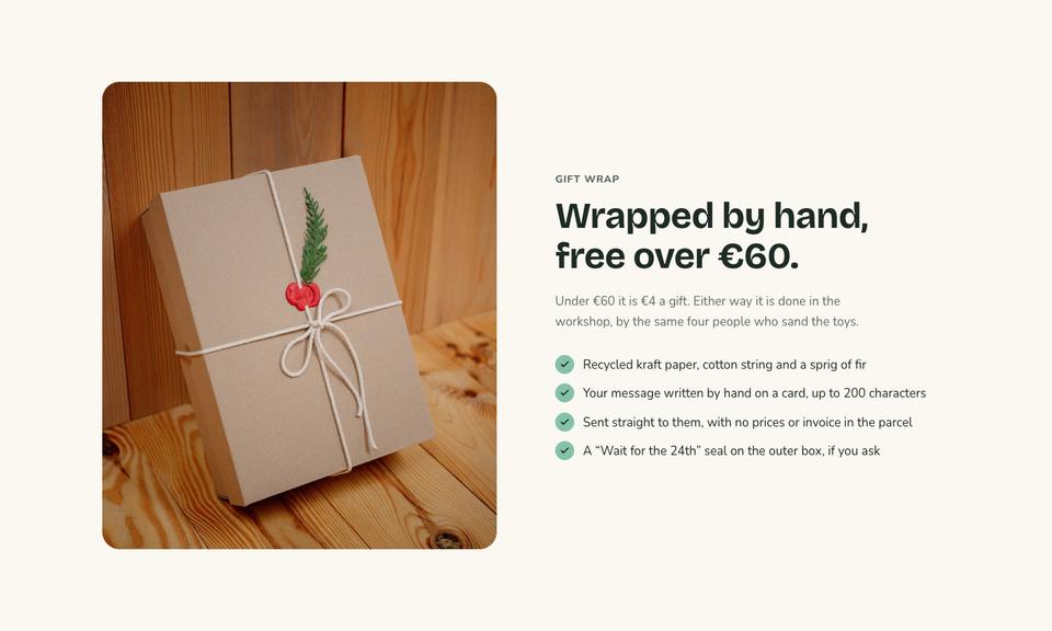 Holiday Gift Sale template — Gift wrap section