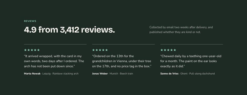 Holiday Gift Sale template — Reviews section