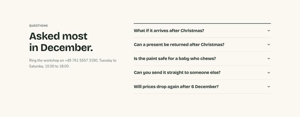 Holiday Gift Sale template — Questions section