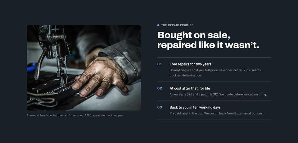 Outdoor Season End template — The repair promise section