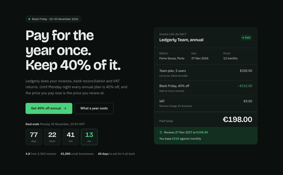 SaaS Annual Deal template — Hero section