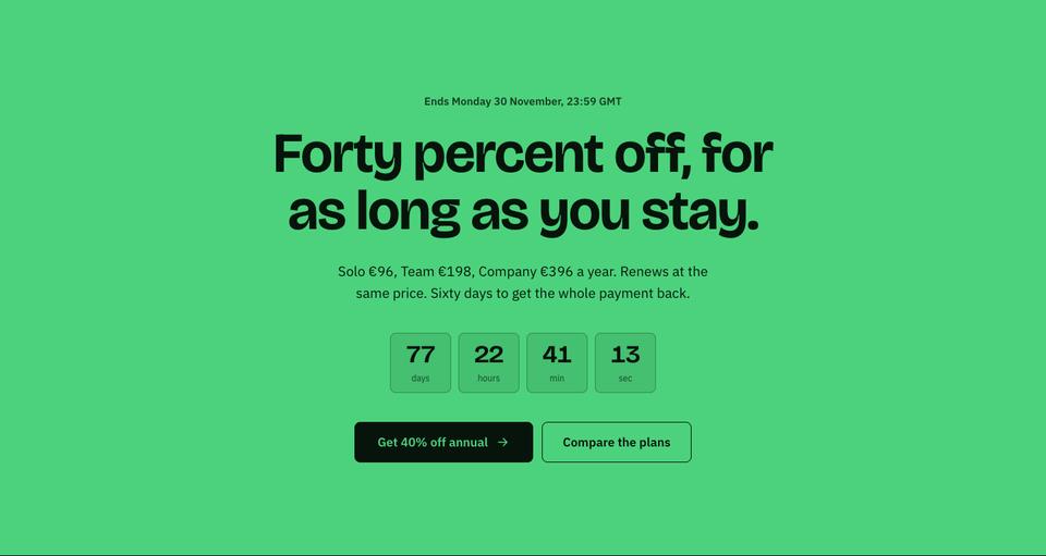 SaaS Annual Deal template — Countdown section